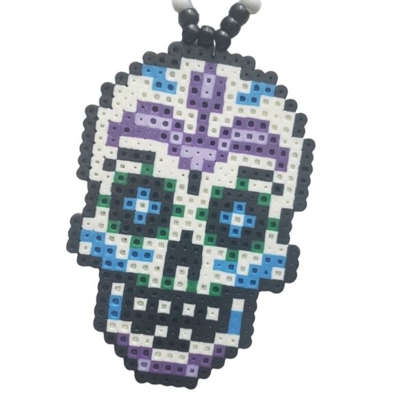 Sugar Skull Perler Kandi Necklace - Picture 4 of 5